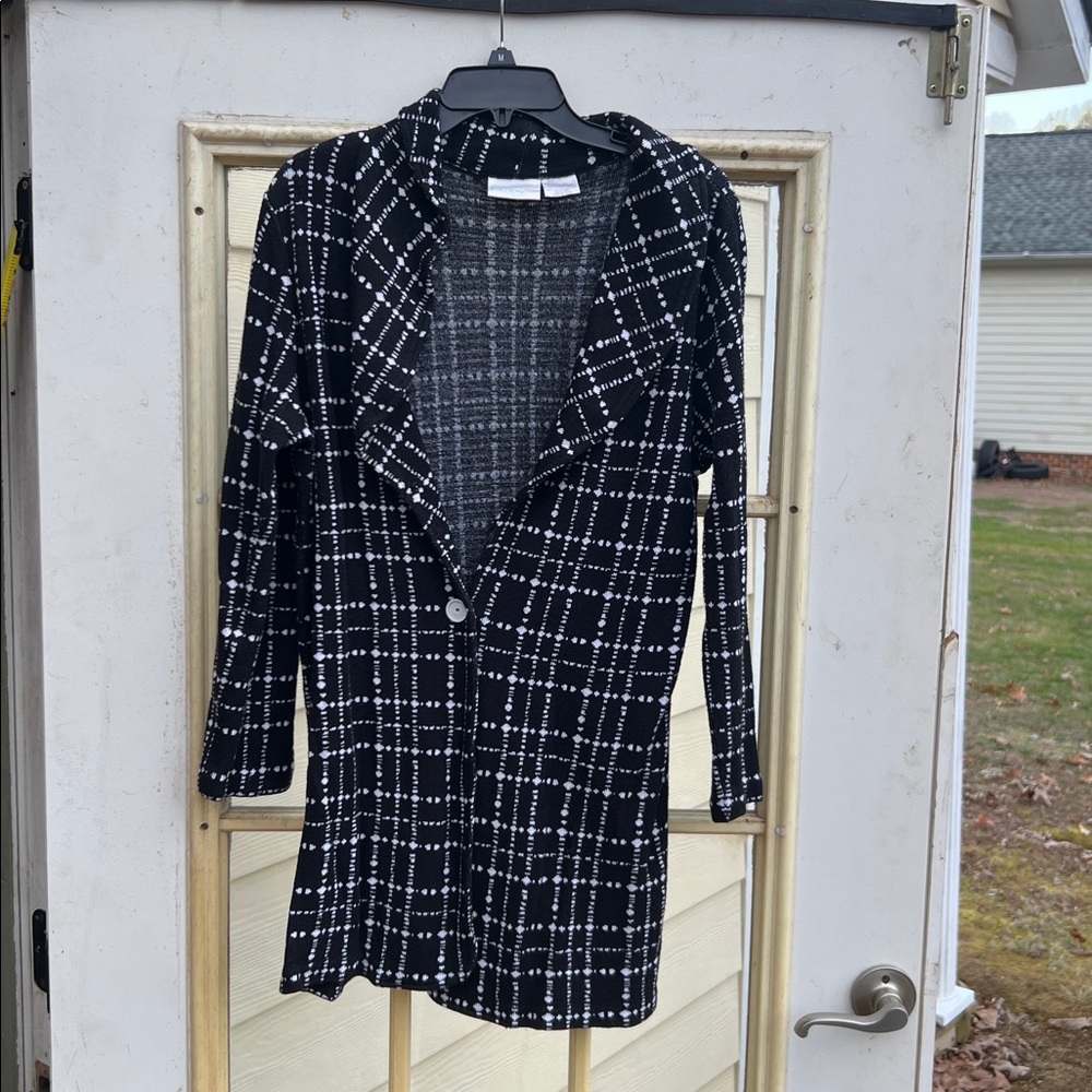 Women's Size XL "Worthington" Black & White Blazer Classic Plaid Design SEXY ❤️
